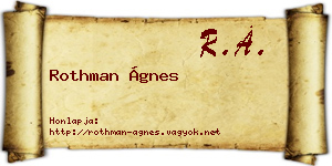 Rothman Ágnes névjegykártya